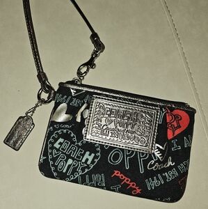 Coach Poppy Black Wristlet